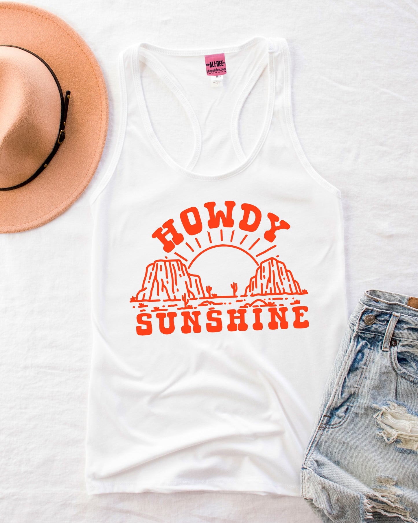 Howdy Sunshine Western Graphic Tee - White Tank