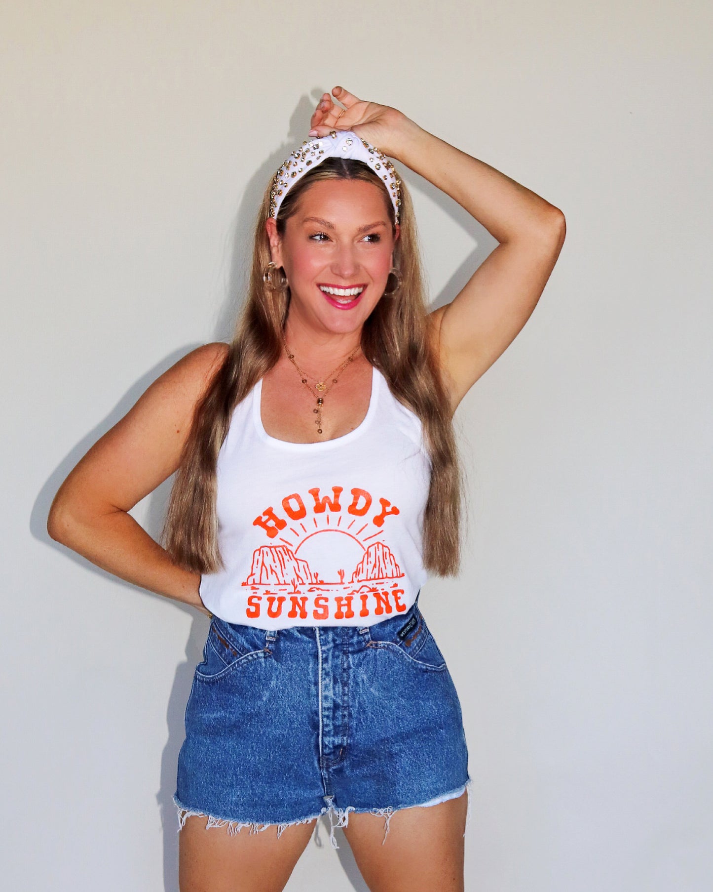 Howdy Sunshine Western Graphic Tee - White Tank