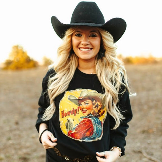Howdy! Graphic Sweatshirt - Black