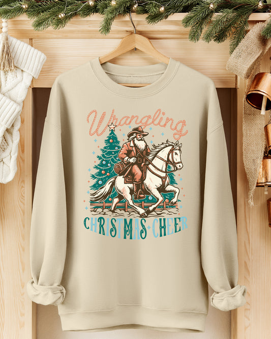 Wranglin' Christmas Cheer Graphic Sweatshirt - Sand