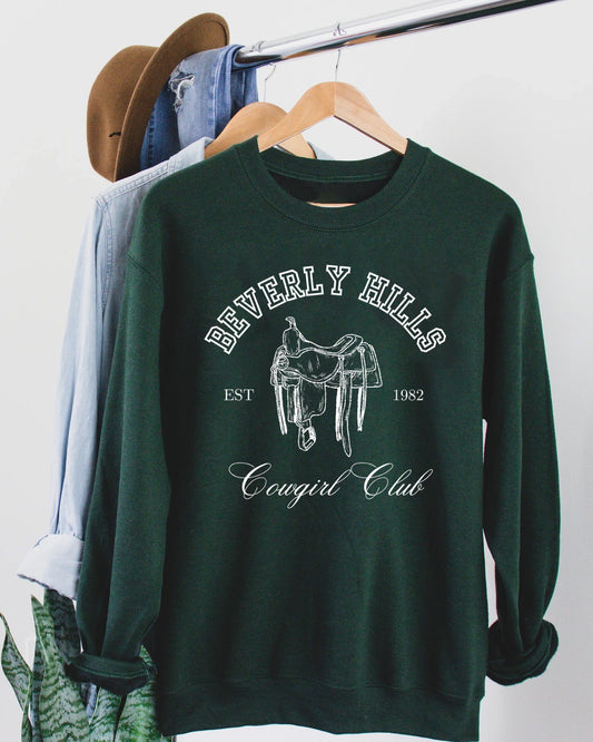 Beverly Hills Cowgirl Club Graphic Sweatshirt - Forest Green