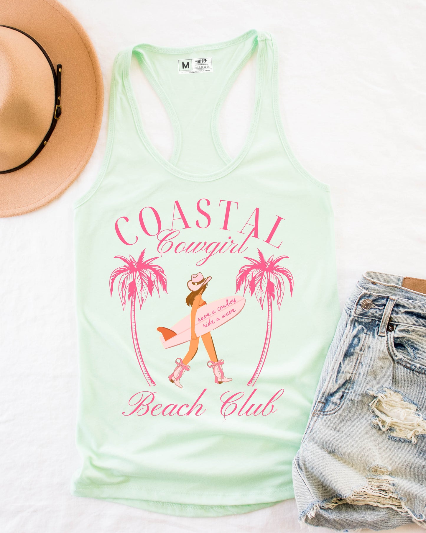 Coastal Cowgirl Graphic Tank - Mint Tank