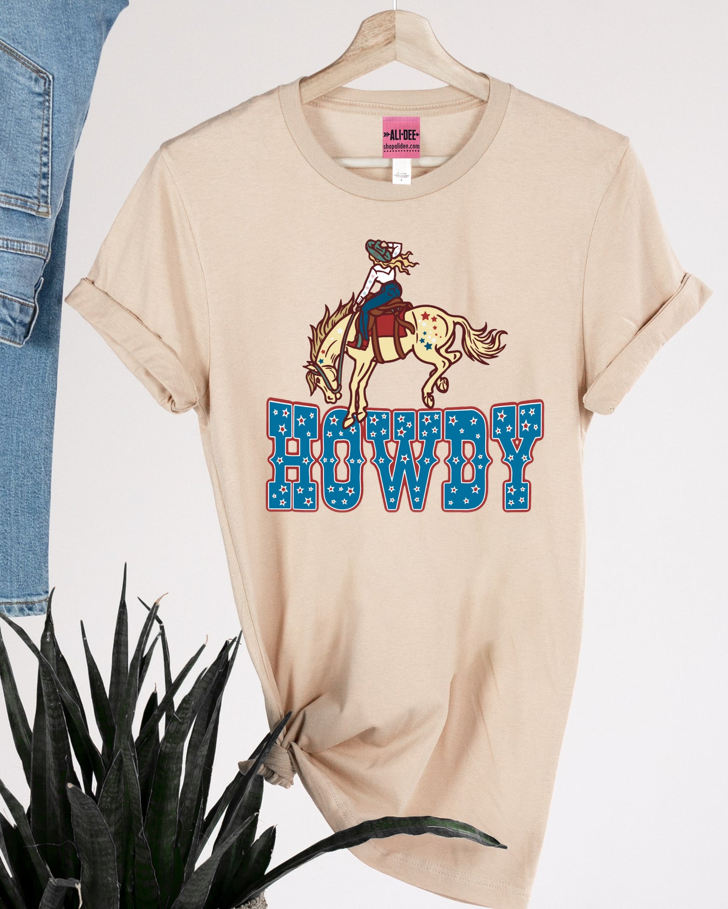 Howdy Americana Cowgal Graphic Tee - Sand