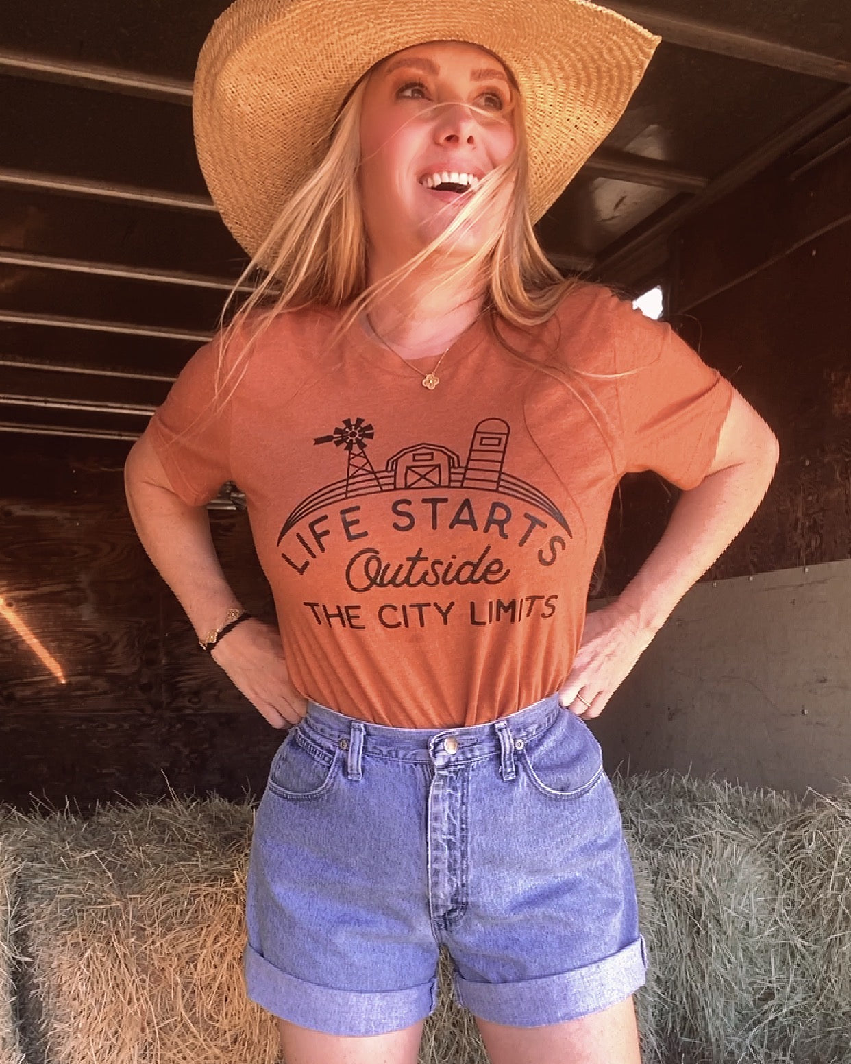 Life Starts Outside The City Limits Western Graphic Tee - Heather Autumn Tee