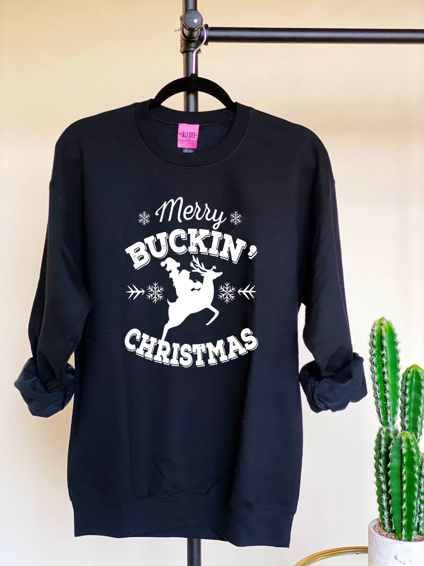 Merry Buckin Christmas Sweatshirt - Black