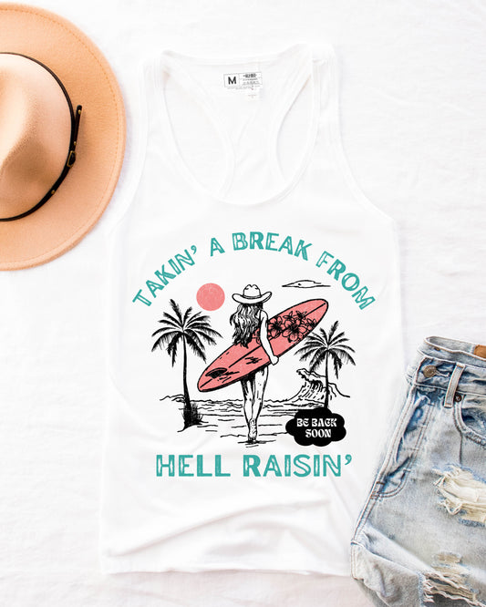 Takin A Break Graphic Tank - White Tank