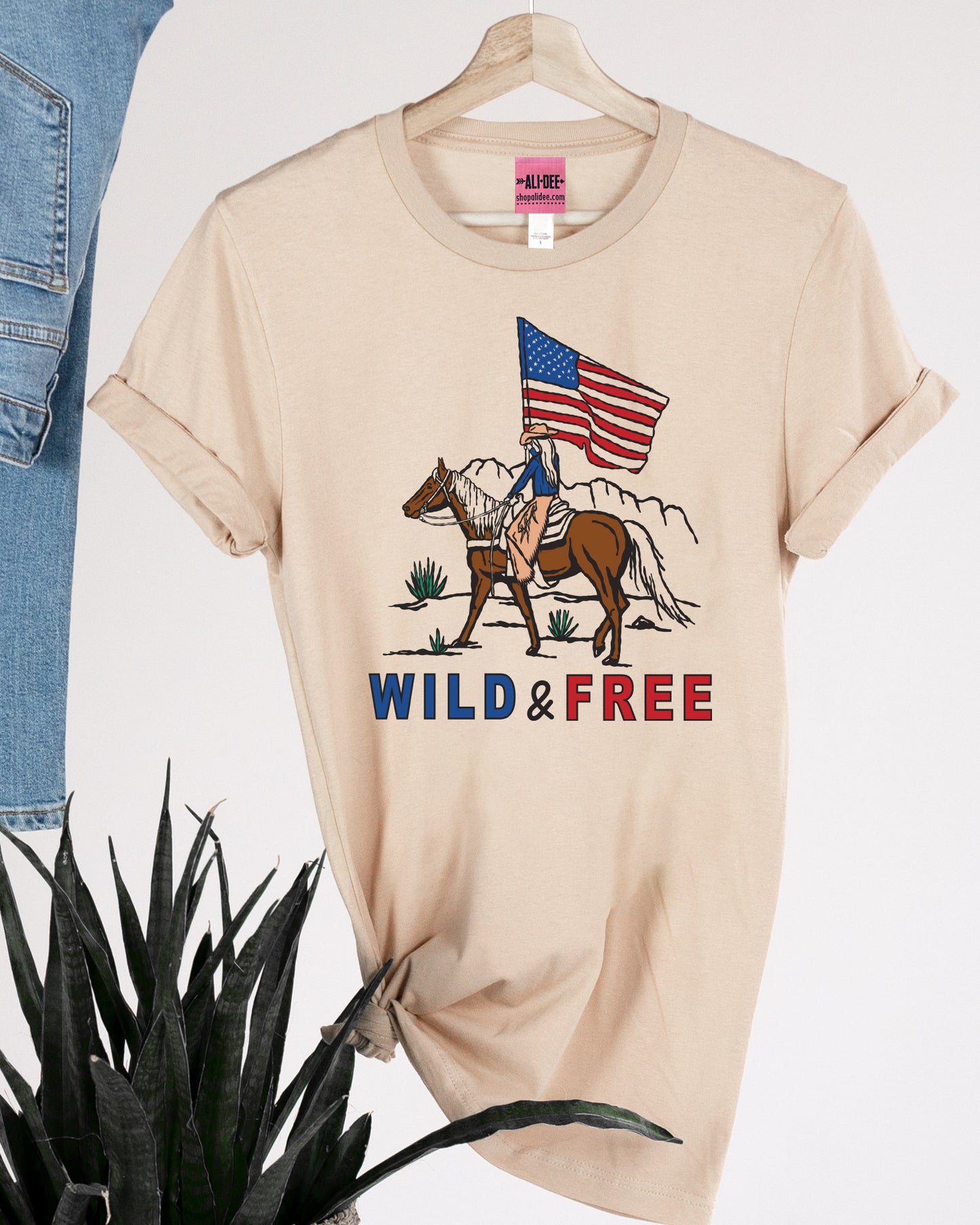 Wild and Free Western Graphic Tee - Sand