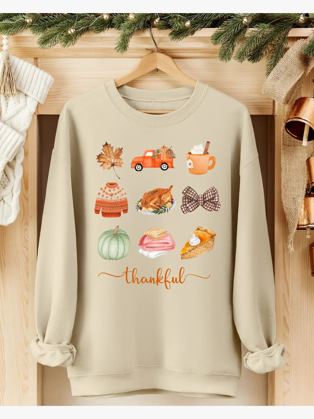 THANKFUL GRAPHIC SWEATSHIRT - SAND