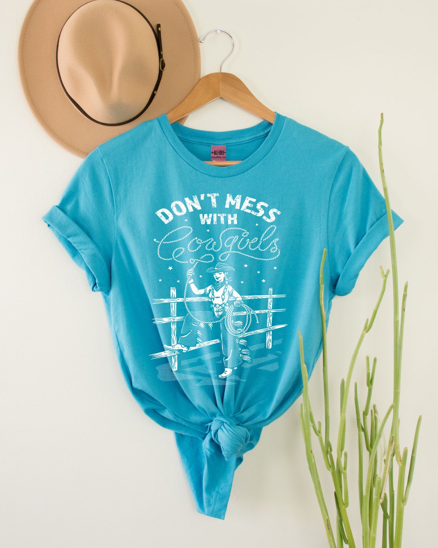 Don't Mess With Cowgirls Graphic Tee - Heather Aqua