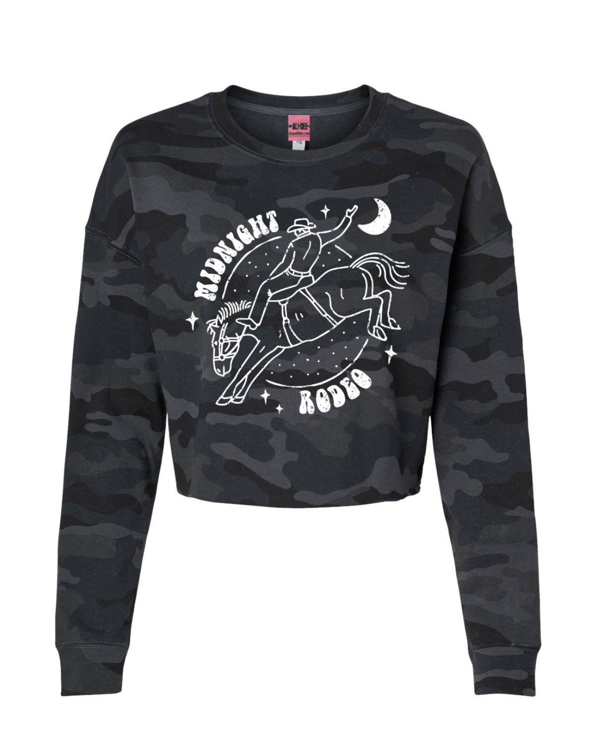 Midnight Rodeo Crop Sweatshirt - Black Camo