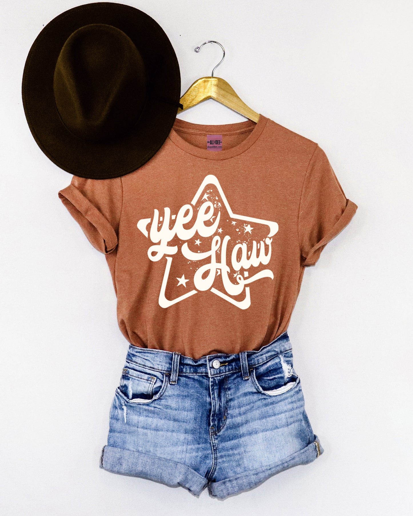 YeeHaw Star Graphic Tee - Heather Autumn