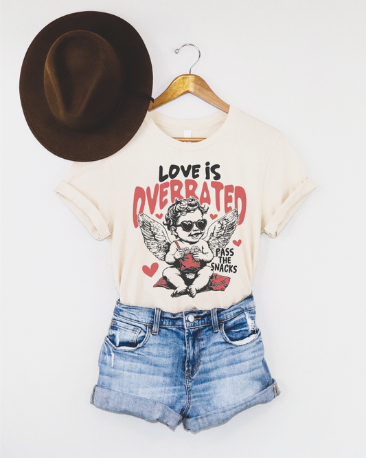 Love Is Overrated Graphic Tee  - Vintage White
