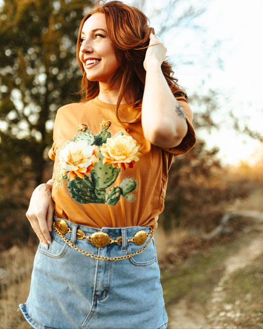 Cactus Blossom Graphic Tee - Toast