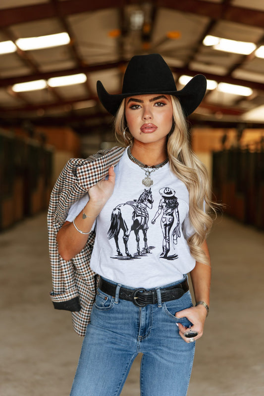 Cowgirls Best Friend T-Shirt - Athletic Grey