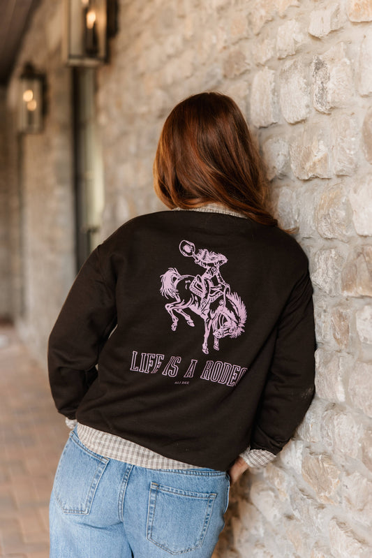 Life Is A Rodeo Sweatshirt - Chocolate Brown