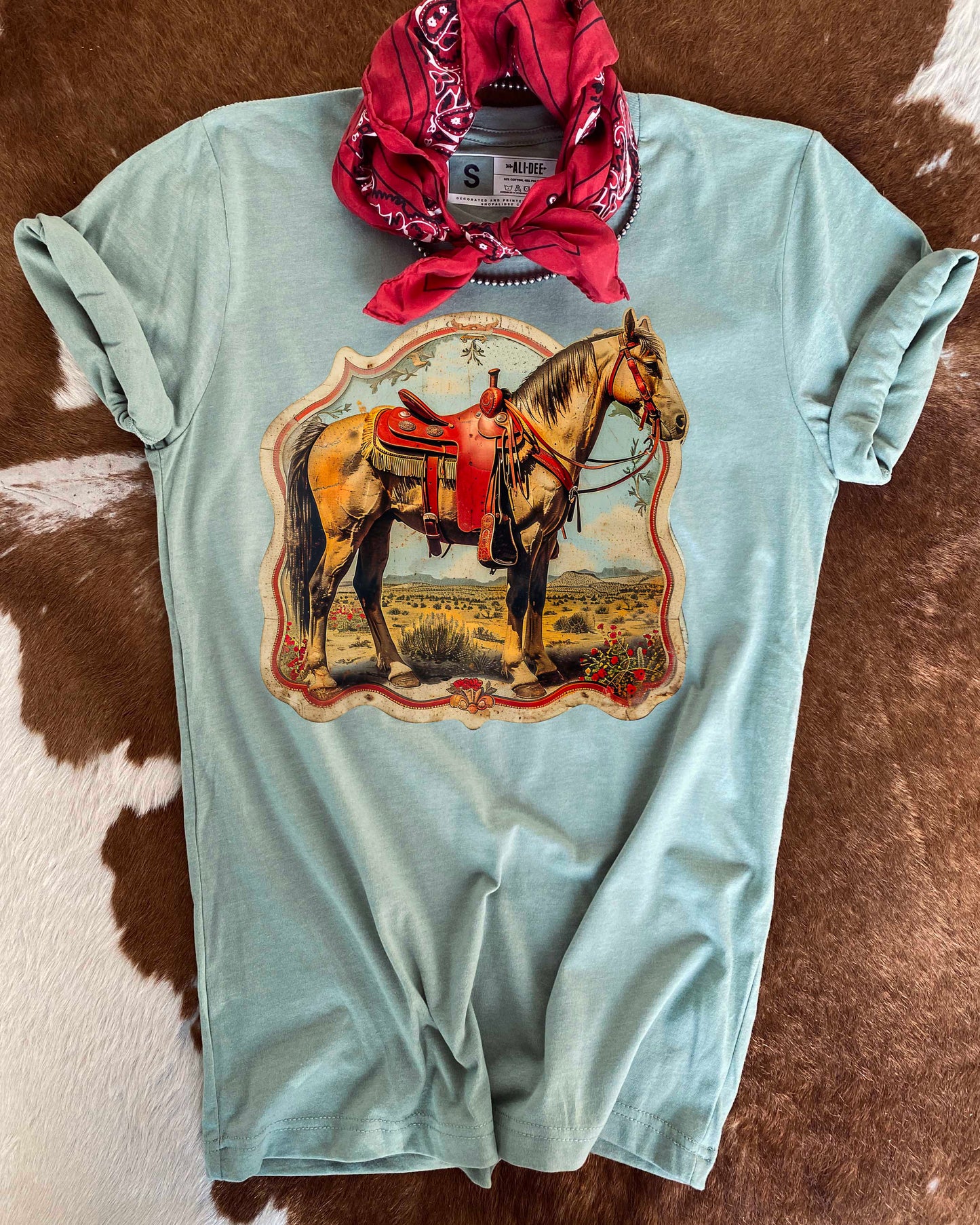 Fancy Horse Graphic Tee - Sage