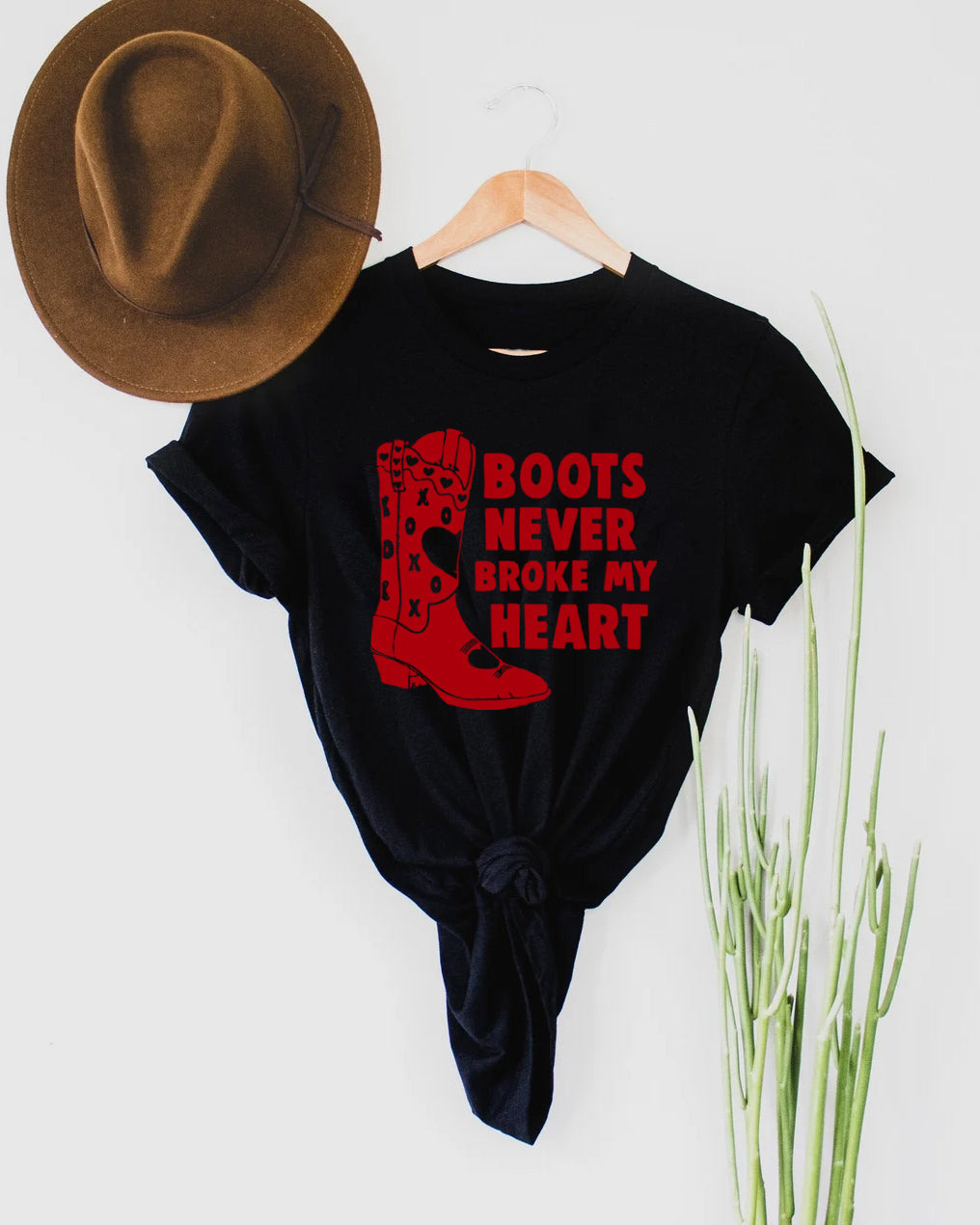 Boots Never Broke My Heart Graphic Tee - Black