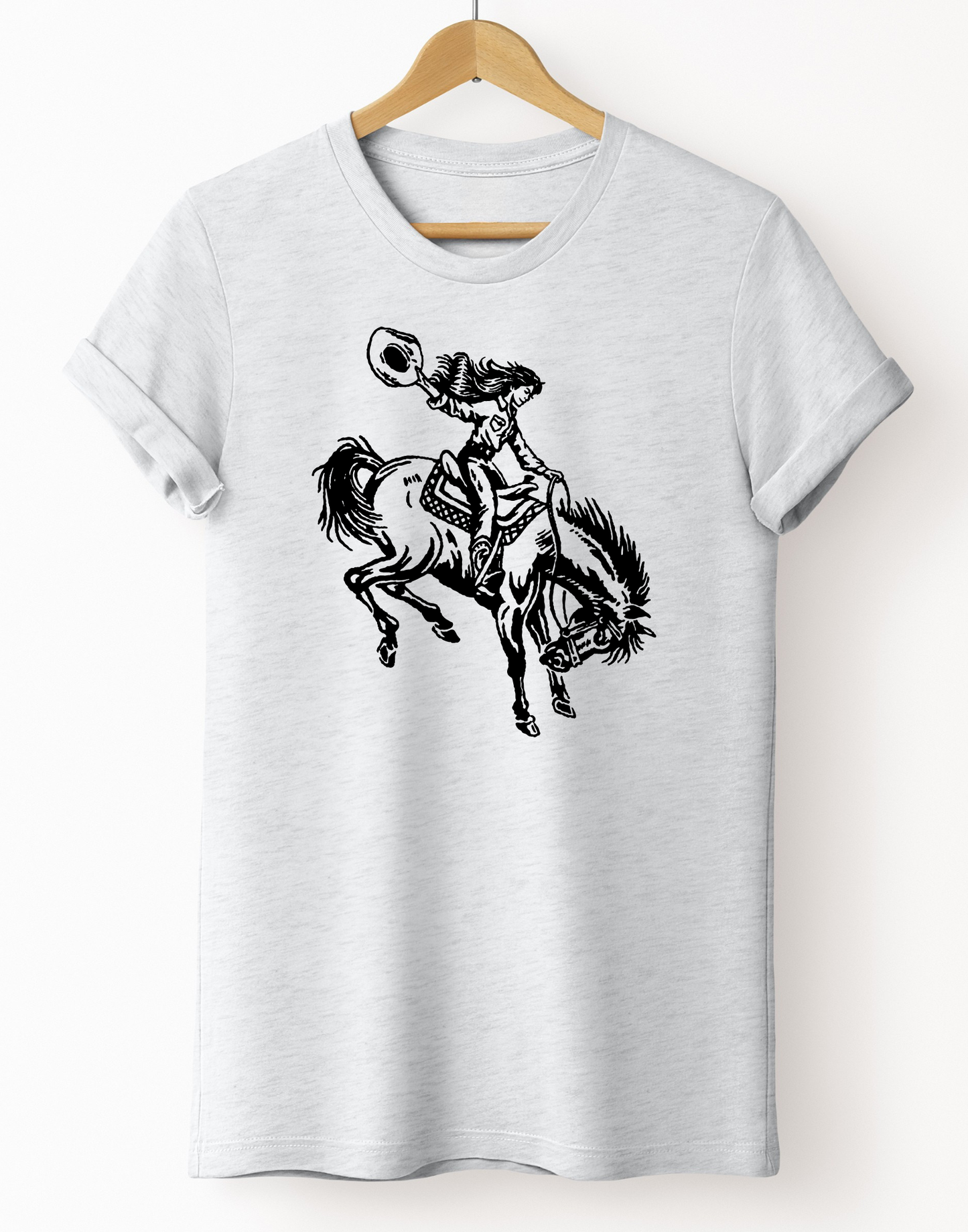 Buckin' Cowgirl T-Shirt  - Ash Grey
