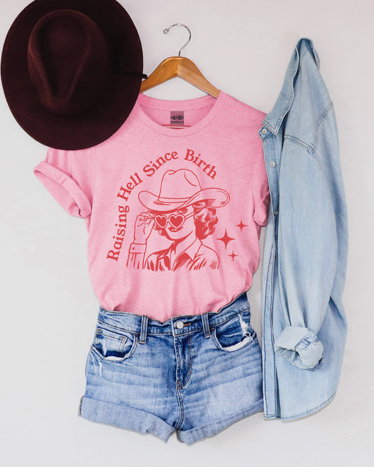 Raisin Hell Graphic Tee - Heather Pink