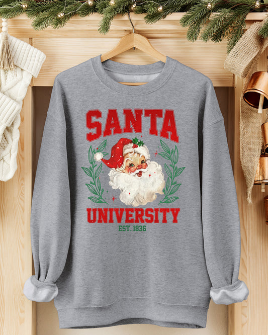 Santa University Graphic Sweatshirt - Grey