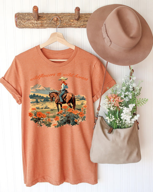 Wildflowers and Wild Horses Graphic Tee - Heather Autumn