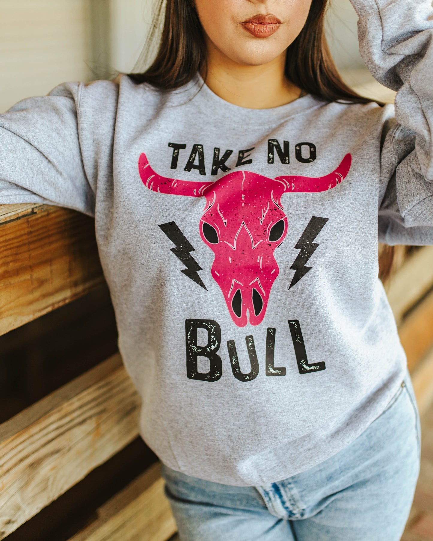 Take No Bull Graphic Sweatshirt - Grey