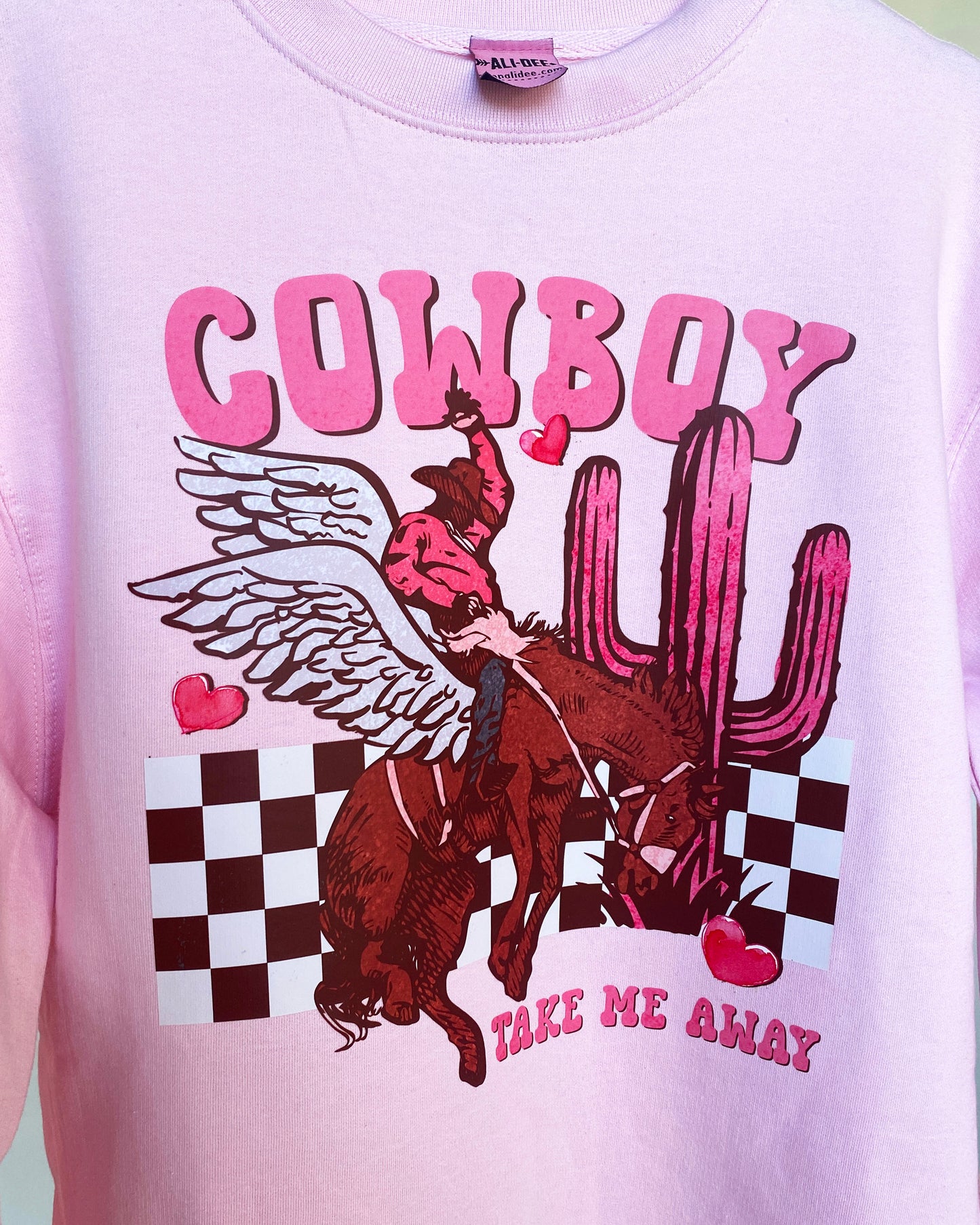 Cowboy Take Me Away Graphic Sweatshirt - Pink
