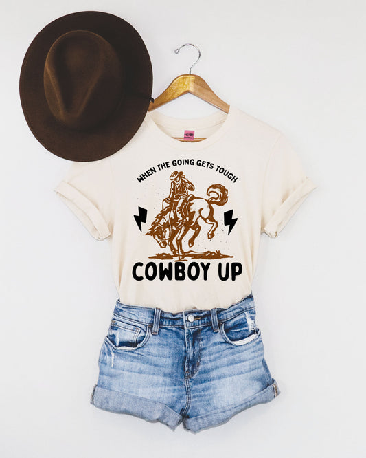 Cowboy Up Western Graphic Tee - Vintage White
