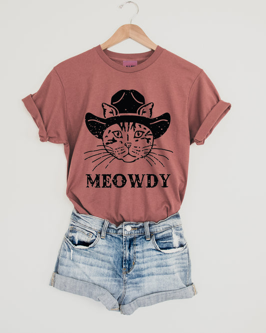 Meowdy Western Graphic Tee - Chestnut Tee