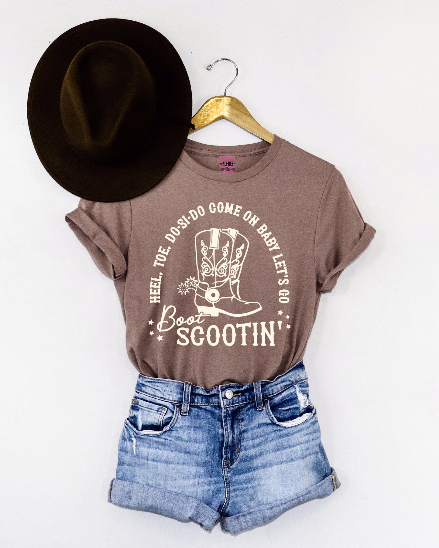 Boot Scootin' Western Graphic Tee - Heather Brown