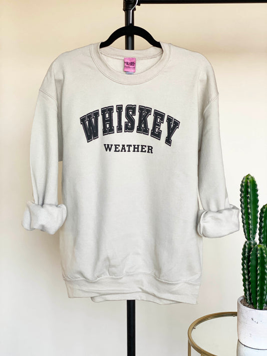 Whiskey Weather Puff Graphic Sweatshirt - Sand