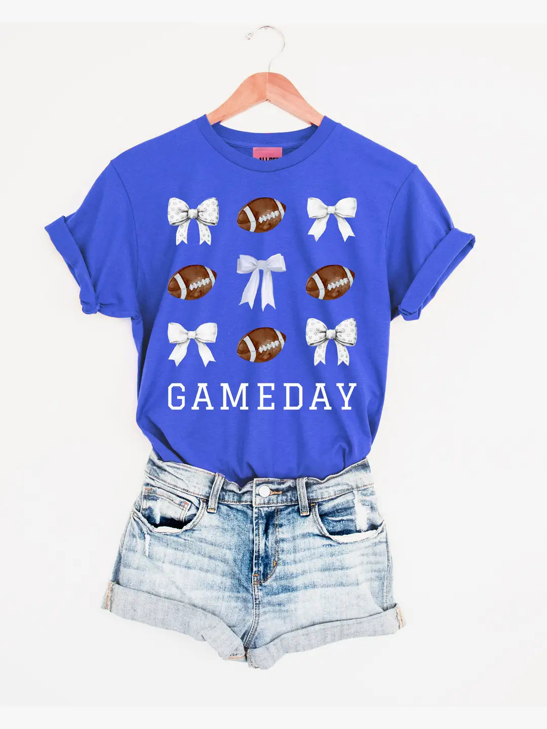Footballs & Bows By Ali Dee Customizable Gameday Football Graphic Tee - Pick Your Colors
