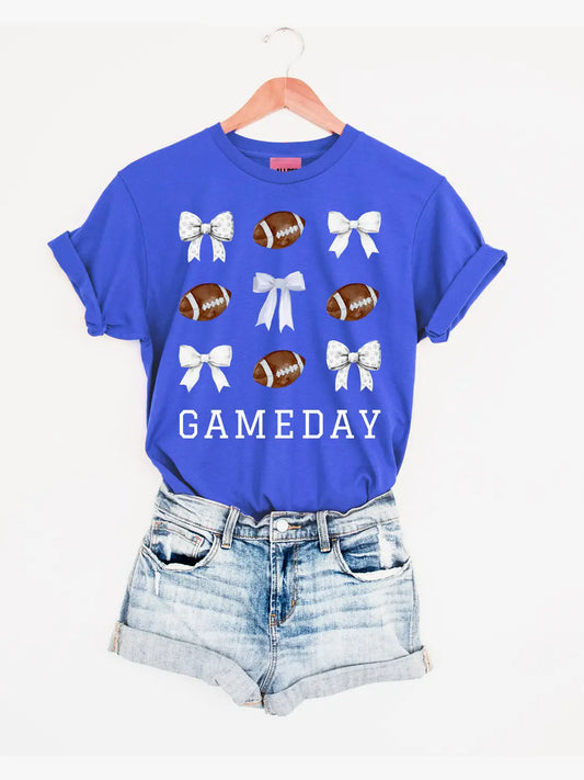 Footballs & Bows By Ali Dee Customizable Gameday Football Graphic Tee - Pick Your Colors