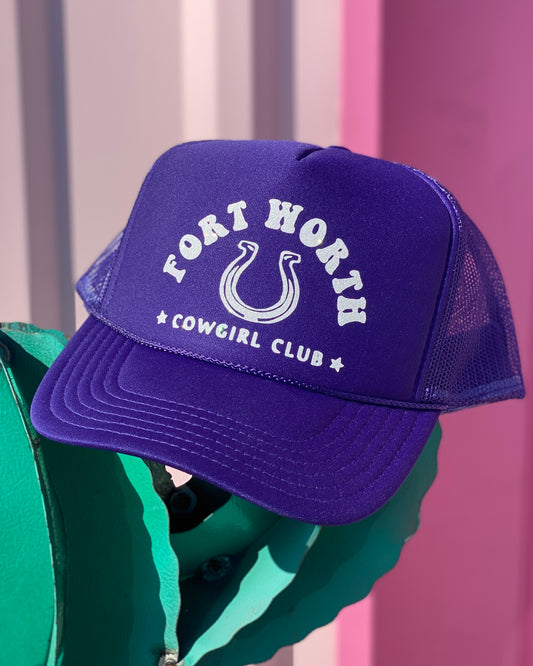 Fort Worth Cowgirl Club Trucker Hat by Ali Dee - Purple