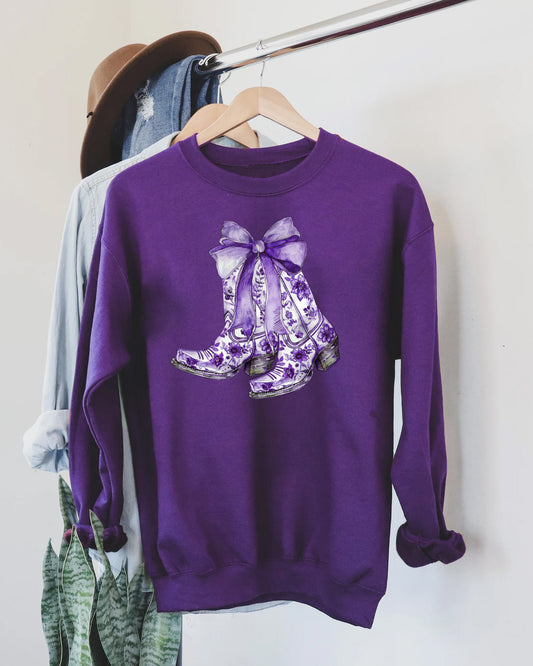 Purple Belle Boots Graphic Sweatshirt - Purple