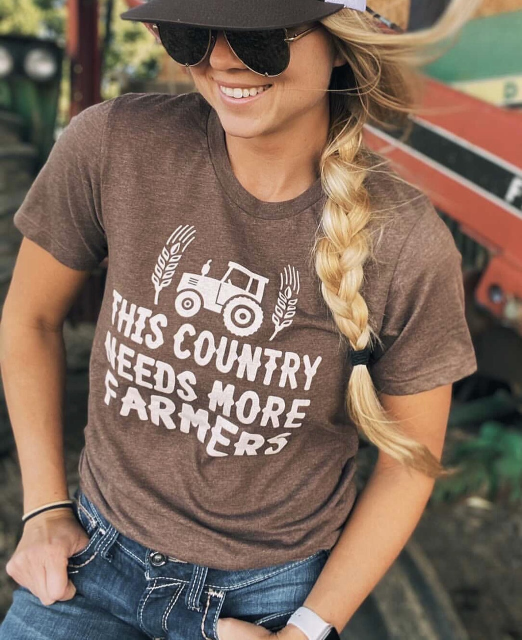 This Country Needs More Farmers Graphic Tee - Heather Brown