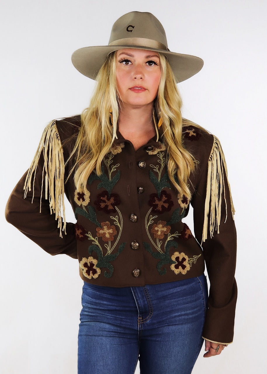 Vintage Western Double D Ranch Wool Blend Fringe Jacket
