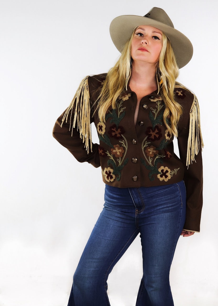 Vintage Western Double D Ranch Wool Blend Fringe Jacket