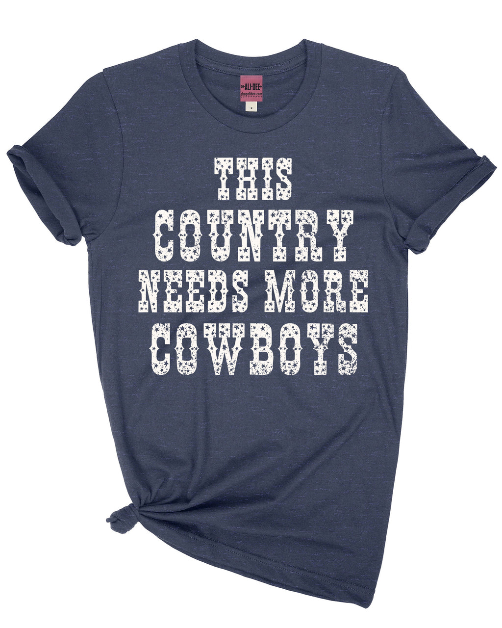 This Country Needs More Cowboys Graphic Tee - Heather Denim