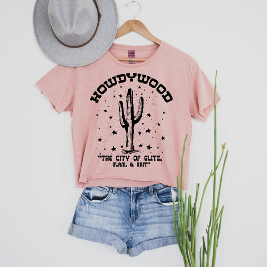 Howdywood Crop Graphic Tee - Desert Pink Crop