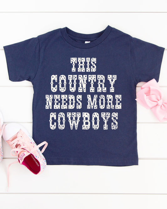 Ali Dee Kids This Country Needs More Cowboys Graphic Tee - Heather Denim