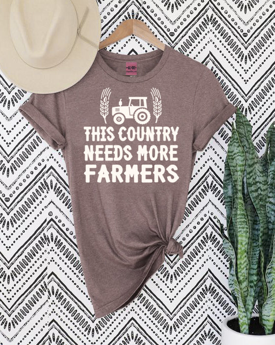 This Country Needs More Farmers Graphic Tee - Heather Brown