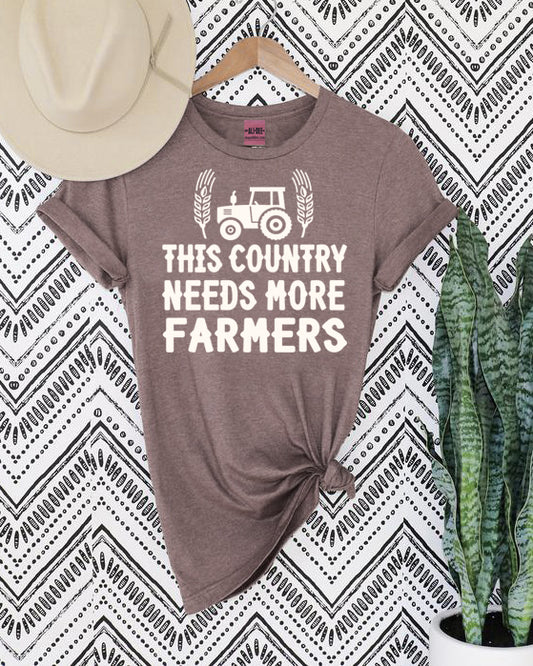 This Country Needs More Farmers Graphic Tee - Heather Brown