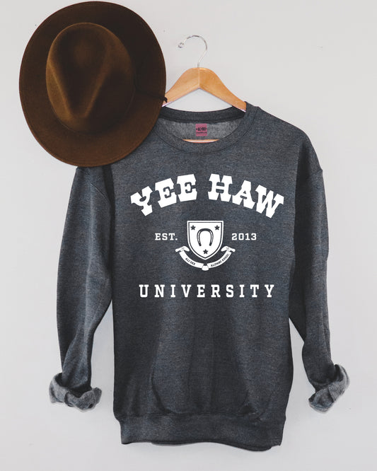 Yee Haw University Sweatshirt - Heather Charcoal