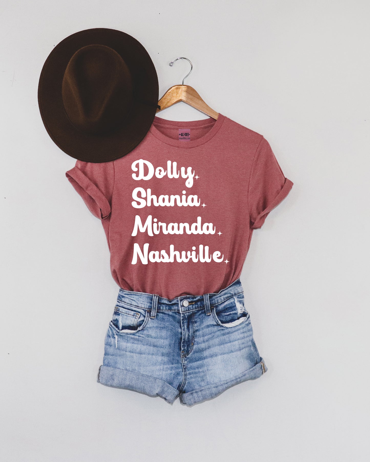 Dolly Shania Miranda Nashville Graphic Tee - Heather Mauve