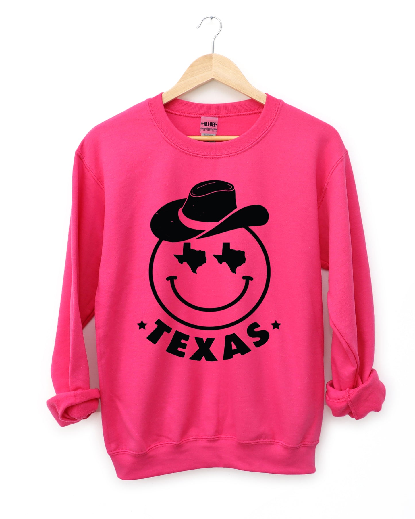 Texas Smiley Sweatshirt - Cyber Pink